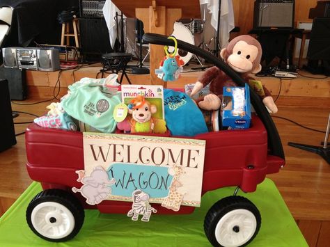 . Welcome Wagon, Diy Baby Gifts, Red Wagon, Shower Bebe, Diaper Cakes, Everything Baby, Baby Sprinkle, Baby Shower Woodland, Baby Shower Diy