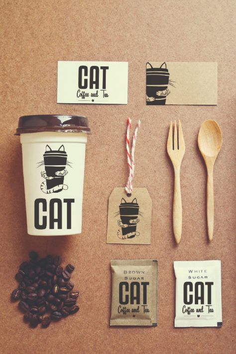 The name of this little cafe is CAT which is the abbreviation of  Coffee and Tea. Coffee and cats bring us a lot of fun so branding for this company is also full of positivity and fun.  _______________________________________________ #logo #ideas #inspiration #branding #design #graphic #portfolio #typography #cafe #coffee #freelancer Pet Cafe Logo, Coffee Brand Names Ideas, Cat Cafe Design, Cat Cafe Branding, Cafe Plan Architecture Coffee Shop, Pet Coffee Shop, Cafe Names Ideas Logo, Cat Cafe Ideas, Cat Cafe Interior