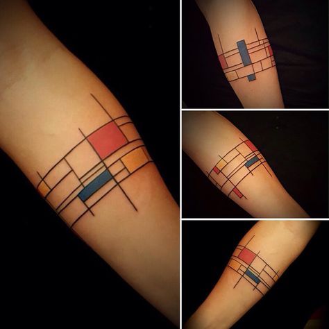 Mondrian Inspired Armband Tattoo by the AMAZING ALEX https://www.facebook.com/pachamama.tattoo.art Armband Tattoos For Men, Armband Tattoos, Tattoos Men, Armband Tattoo Design, Maori Tattoo Designs, Geniale Tattoos, Arm Band Tattoo, Tattoo Bracelet, Different Tattoos