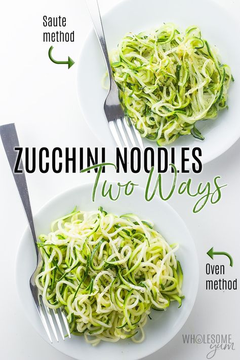 How To Make Zucchini Noodles - The Complete Guide to Making Zoodles! - Everything about how to make zucchini noodles! Includes an easy zucchini noodles recipe, how to avoid watery zoodles, spiralizer comparison, methods for cooking zucchini noodles, best way to store them, and more. Baked Zucchini Noodles, Zucchini Spiralizer Recipes, Zoodle Bake, Cooking Zucchini, Cook Zucchini Noodles, Zucchini Noodles Recipe, Cooking Zoodles, Cook Zucchini, Best Zucchini Recipes