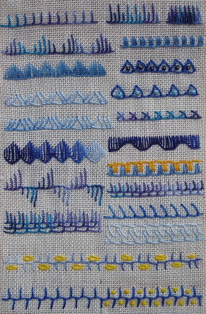 Crazy Quilt Stitches, Embroidery Sampler, Basic Embroidery Stitches, Embroidery Stitches Tutorial, Pola Sulam, 자수 디자인, Sewing Embroidery Designs, Quilt Stitching, Crewel Embroidery