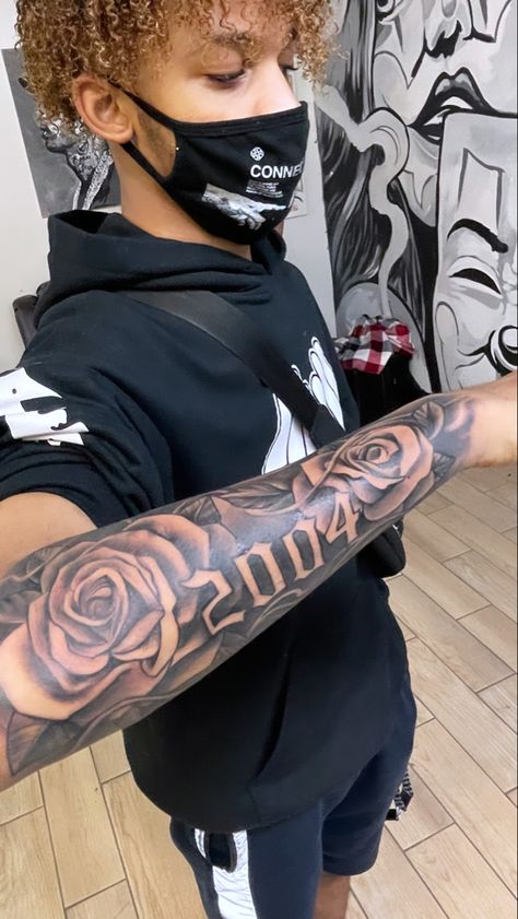 Tattoo Ideas For Men Left Arm, Elbow To Wrist Tattoo Men, Light Skin Tattoos Men Arm, Memorial Bicep Tattoo Men, Birth Year Tattoo Forearm, Half A Sleeve Tattoos Men, Right Arm Tattoo Men Half Sleeves, Lover Loser Tattoo Forearm, Blessed Forearm Tattoo Men