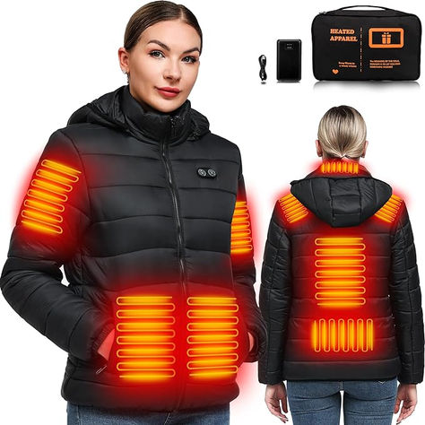 Elevate your winter ensemble with our jacket, boasting 14 advanced heat zones for unmatched warmth. Crafted from a 20D 400T nylon-polyester blend, it offers tear resistance and anti-static properties. Features include a detachable hood, zip pockets, and a sleek silhouette. Experience custom heating with dual switches and 3 temperature modes. For any issues within 24hrs of receipt, reach out for a refund or replacement. Stay warm and stylish! Heated Clothing, Heated Jacket, Hunting Jackets, Hoodie Coat, Snow Jacket, Work Jackets, Cozy Winter, Detachable Hood, Winter Coats Women