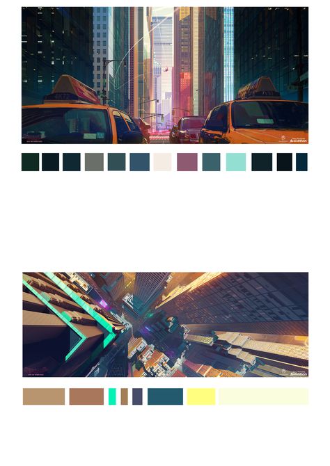 Spiderman 2018 colour palette Spiderman Color Palette, Spiderman Into The Spiderverse, Colour Panel, Into The Spiderverse, Background Art, Spider Verse, Colour Palette, Storytelling, Color Schemes