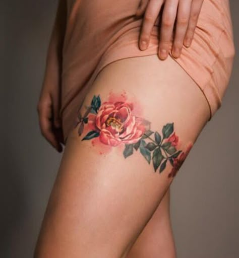 Thigh Band Tattoo, Leg Band Tattoos, Upper Leg Tattoos, Thorn Tattoo, Ethereal Nature, Garter Tattoo, Cuff Tattoo, Tattoo Magazine, Tattoos For Women Flowers