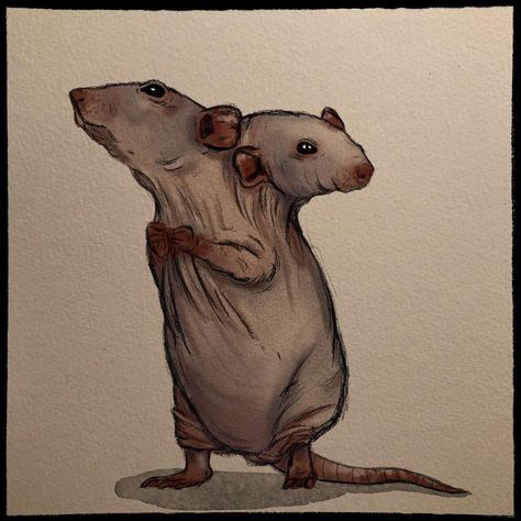 Joss on Instagram: “A two headed friend! 🐀🐀 *5x7 prints of this pal are available in my etsy!* . . . . . . . . #art #horrorsketches #bodyhorror #drawings…” Rat Laying Down, Two Headed Rat, 5x7 Prints, Rat King, City Dog, Stick Art, Portfolio Ideas, Writing Art, Gothic Rock