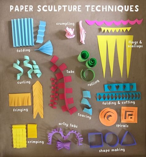 Paper Sculpture Techniques, Sculpture Lessons, Paper Art Sculpture, Learning At Home, Sculpture Techniques, Sculpture Projects, Math Literacy, Art Curriculum, Cardboard Art