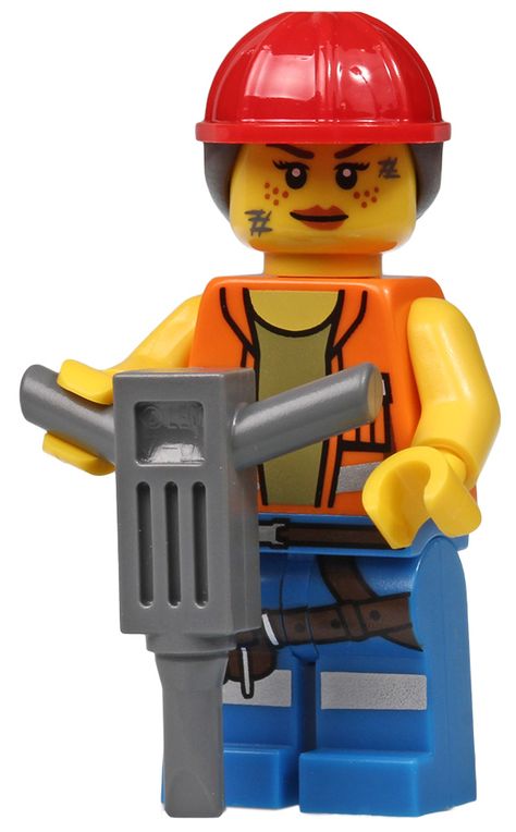 Gail The Construction Worker from The LEGO Movie Minifigures (71004) Lego Construction Worker, Lego Figurine, Topper Design, Lego Custom Minifigures, Custom Minifigures, The Lego Movie, Lego Man, Lego Construction, Lego Characters