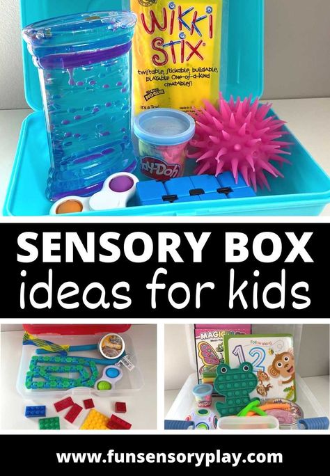 Sensory Box Ideas Busy Boxes For Toddlers, Sensory Box Ideas, Sensory Basket, Sensory Classroom, Box Ideas For Kids, Photo Storage Box, Costume Mermaid, Sensory Tubs, Kids Sensory Play