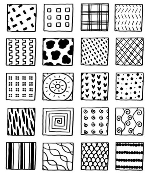 Art Patterns Design Doodles, Pattern Doodle Ideas, Coloring Patterns Ideas, Different Patterns To Draw, Pattern Ideas Drawing, Grid Doodles, Simple Zentangle Patterns, Pattern Art Drawing, Patterns Doodle