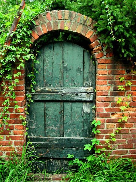 Secret Garden Door, Door Ways, Doors Vintage, Garden Door, Magic Garden, Secret Door, Cool Doors, Rustic Doors, Green Door