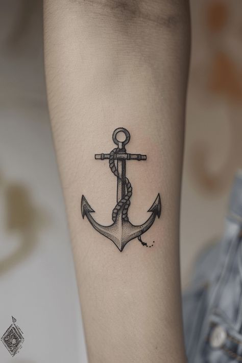 Stylish Anchor Tattoo Ideas for Timeless Designs Navy Boat Tattoo, Fair Winds And Following Seas Tattoo, Simple Anchor Tattoo Design, Ancore Tattoo, Anker Tattoo For Women, Anchor Forearm Tattoo, Nautical Tattoo For Women, Small Anchor Tattoos For Women, Ship Anchor Tattoo