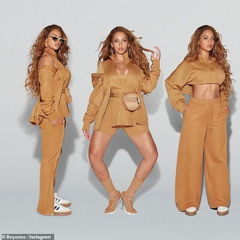 Beyonce models a slew of honey-toned pieces from her upcoming Adidas x Ivy Park range | Daily Mail Online Beyoncé Ivy Park, Beyonce Instagram, Queen Bee Beyonce, Miami Fashion Week, Beyoncé Giselle Knowles-carter, Beyoncé Giselle Knowles, Beyonce Queen, High Fashion Outfits, Womens Style