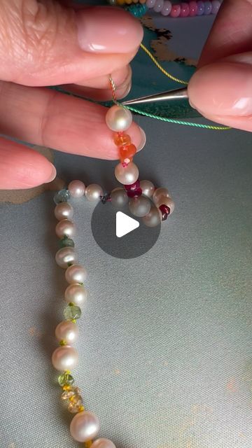 Knotted Pearl Necklace, Rainbow Aesthetic, Rainbow Jewelry, Gem Necklace, Colored Gems, Knot Necklace, Jewelry Designer, Candy Colors, Stay Tuned