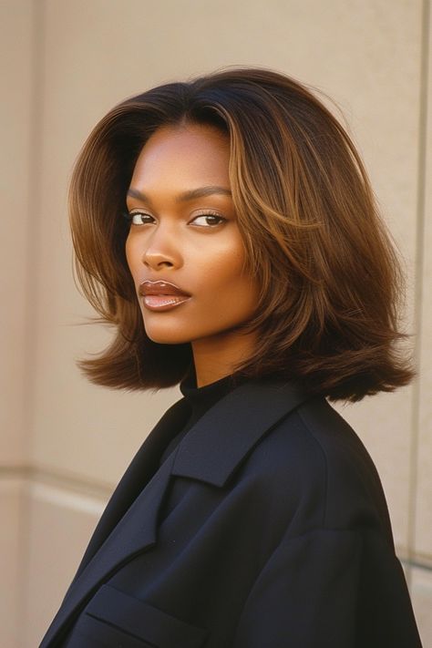 Chic 90s Lob Hairstyle Inspirations for Effortless Glamour - Days Inspired Volume Haircut Medium Shoulder Length, 90s Bob Blowout, 90s Lob Haircut Curtain Bangs, Balayage Hair Short Bob, 90s Lob, Summer Bob, Long Bob Blonde, Layered Lob, Subtle Blonde Highlights