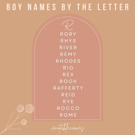 This post is brought to you by the letter R. As you can see, I am a sucker for a short and sweet R name when it comes to boys! I just can't help it, I love a good short name, 1 to 2 syllables is really my jam. Maybe it's yours too and this list will give you lots of baby name inspo. Or maybe you're a maximalist and can share some of your fave longer boys names? #boynames #babynames #babynameinspo #babyboynames #babynameideas #coolguys #middlenames #babyname R Baby Names, R Boy Names, R Names, Long Boy Names, Short Boy Names, R Name, Sims Names, Boys Names, The Letter R