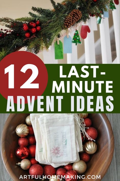 These 12 easy last-minute Advent ideas will help you plan a meaningful Christmas and Advent season without the stress! Some of these ideas for Christmas Advent plans with kids are so quick and easy you could complete them today! Advent Celebration Ideas, Advent Ideas For Adults, Modern Advent Wreath Ideas, Advent Candles Ideas Diy, Advent Gift Ideas, Advent Wreath Ideas, Advent Bags, Advent Ideas, Meaningful Christmas