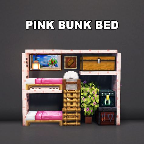 Minecraft Pink Bunk Bed ✅ Follow for OP Minecraft Builds 📢 Share with your Friends 💬 Rate this Build 1-10 🔖Tags 🔖 #minecraft #minecraftbuilds #minecrafters #minecraftpe #minecraftmemes #mınecraftideas #minecraftbuild #minecraftbuilding #minecraftbuilding #minecrafttutorial #minecraftonly #mcpe #minecraftpc #minecraftcreations #minecraftdaily #minecraftdesign #minecraftjava #minecrafts #minecraftyoutuber #gaming Bunk Beds Minecraft, Bunk Bed Minecraft, Pink Bunk Bed, Minecraft Bunk Bed, Minecraft Bedding, Minecraft Bed, Minecraft Interior, Minecraft Interior Design, Minecraft House Designs