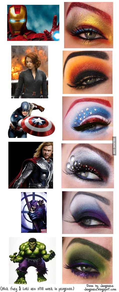 Superhero Makeup, Avengers Nails, Marvel Nails, Avengers Costumes, Eyeliner Hacks, Drag Make-up, Eye Makeup Looks, Top Makeup Products, Elegant Makeup