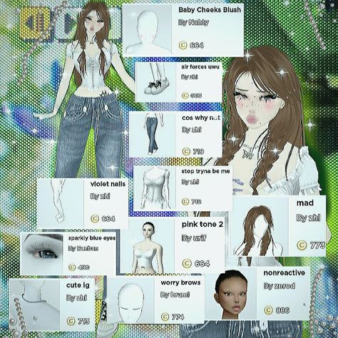 Imvu Girls Avatar Ideas, Cute Imvu Outfits, Everskies Outfits With Names, Fit Imvu, Imvu Avatar Ideas, Imvu Avi Ideas, Imvu Outfits Ideas, Paris Hilton Quotes, Imvu Fits