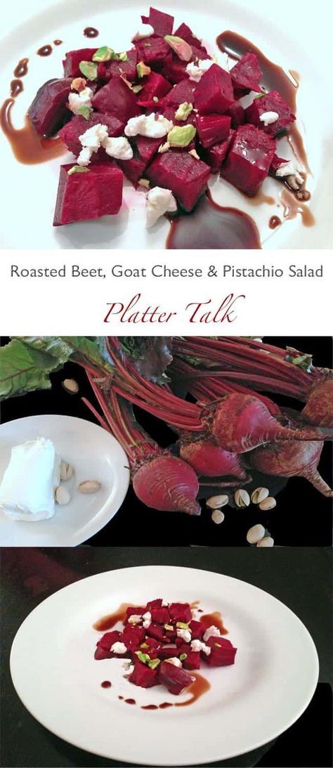 Roasted Beet, Goat Cheese, and Pistachio Salad Beet Goat Cheese, Salad With Goat Cheese, Pistachio Salad, Beet And Goat Cheese, Yummy Veggies, Yummy Salads, Gluten Free Sides, Beef Salad, Veggie Delight