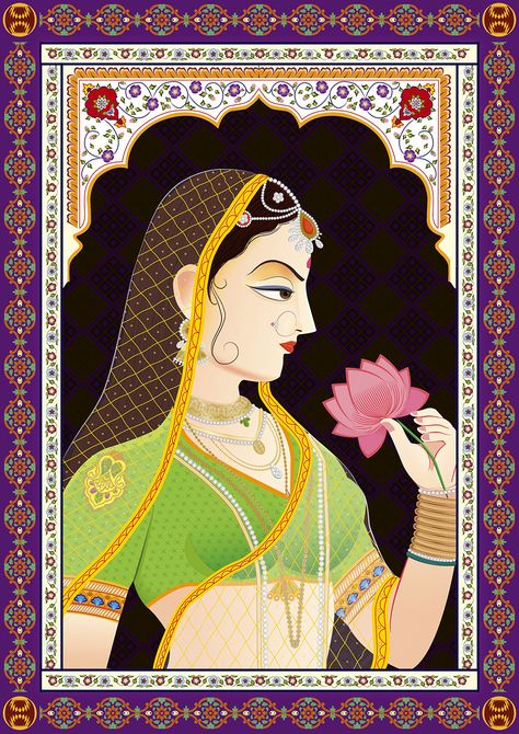 Indian Maharani Painting, Rajasthan Miniature Painting, Miniature Rajasthani Painting, Rajasthani Culture Paintings, Rajasthani Painting On Canvas, Banithani Painting, Rajasthani Miniature Paintings Indian, Indian Queen Art, Maharani Painting