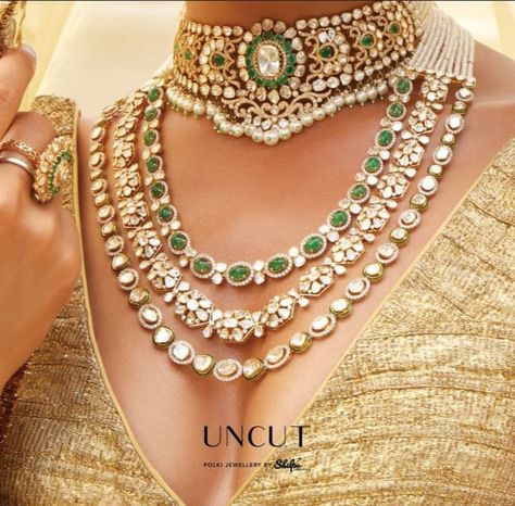 Open Setting Polki Jewellery, Detachable Jewellery, Diamond Neckalce, Detachable Necklace, Indian Closet, Pearl Neck, Bridal Diamond Necklace, Indian Wedding Jewelry Sets, Bridal Necklace Designs