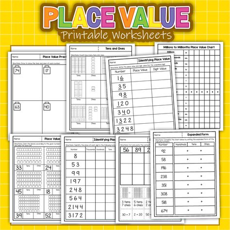 Place Value Worksheets Place Value First Grade, Worksheets For 1st Grade, Numbers In Expanded Form, Measurement Worksheets, Place Value Chart, Place Value Activities, Place Value Worksheets, Math Activities For Kids, Money Skills