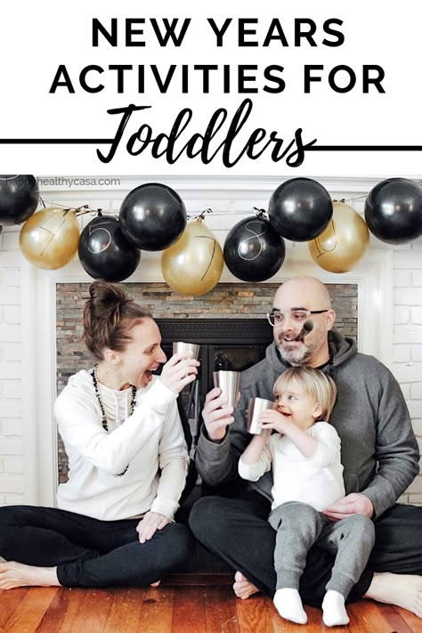 New Years Activity For Toddlers, Toddler New Years Party, New Years Eve Activities For Toddlers, New Year Toddler Activities, Kid Nye Activities, New Year Traditions For Kids, Nye Toddler Activities, New Years For Toddlers, Toddler New Years Eve Party Ideas