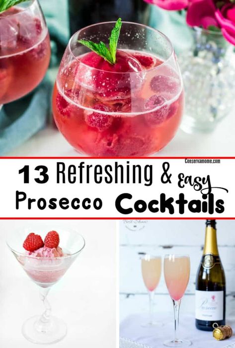 Check out 13 Refreshing & Easy Prosecco Cocktails to make any meal a delicious hit. Prosecco Drinks Easy, Prosecco Recipes, Prosecco Cocktails Easy, Prosecco Cocktail Recipes, Spooky Cocktails, Types Of Drinks, Prosecco Drinks, Beverages Recipes, Cocktails Easy