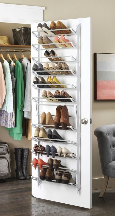 Avoid crushing footwear for storage’s sake with this door rack that lets your shoes breathe without cluttering the floor. | 25 Of The Best Organization Products You Can Buy On Amazon Rak Sepatu Diy, Diy Shoe Rack Ideas, Shoe Storage Unit, Small Bedroom Storage, Diy Shoe Rack, Door Rack, Shoe Storage Solutions, Door Shoe Organizer, Small Space Storage