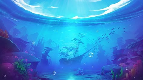 Under The Sea Games, Ocean Games, Under The Sea Background, Background Game, Underwater Background, Fish Background, Underwater Painting, Ocean Backgrounds, Underwater Theme