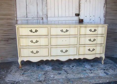 Custom Painted Dresser, French Provential Furniture, Modern French Provincial Dresser, French Provincial Bedroom Makeover, French Country Dresser Makeover, Modern French Provincial Bedroom, French Provincial Furniture Makeover, White French Provincial Dresser, French Dresser Makeover