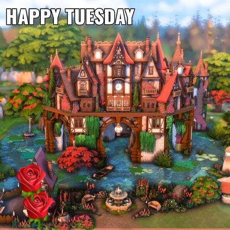 Sims 4 Whimsical House, Sims 4 Magic Realm Build, Sims Fantasy House, Magic House Sims 4, Sims 4 Fairytale House, Sims 4 Occult House, Unique Sims 4 Houses, Sims 4 Organic, Sims 4 Village Lot