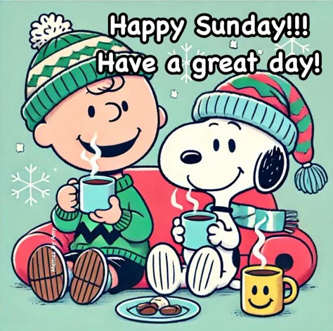 Snoopy Sunday, Winter Snoopy, Day Of The Week Quotes, Snoopy Winter, Cute Morning Quotes, Winter Sunday, Fall Greetings, Cute Morning, Holiday Sayings