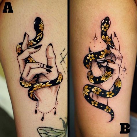 Small Witchy Tattoos, Small Tattoos Ideas, Witchy Tattoos, Acotar Funny, Matching Friend Tattoos, Snake Tattoos, Wicked Tattoos, Forearm Tattoo Design, Bff Tattoos