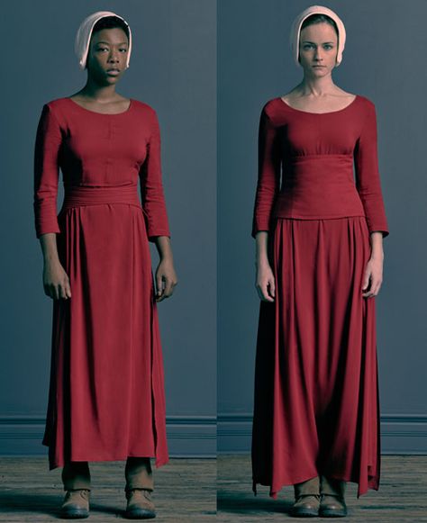 Samira Wiley and Alexis Bledel in their "Handmaid's Tale" costumes. (Photo Credit: Jill Greenberg) Handmaids Tale Costume Halloween, Handmaid's Tale Costume, Handmades Tale, Handmaidens Tale, Joy Costume, Handmaids Tale Costume, Jill Greenberg, Handmade Tale, Red Winter Coat