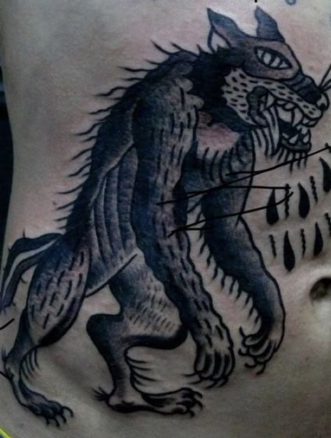 Werewolf Tattoos, Kingdom Tattoo, Werewolf Tattoo, Vintage Tattoo Design, Tattoos Black, Werewolf Art, Kiev Ukraine, American Traditional Tattoo, Vintage Tattoo