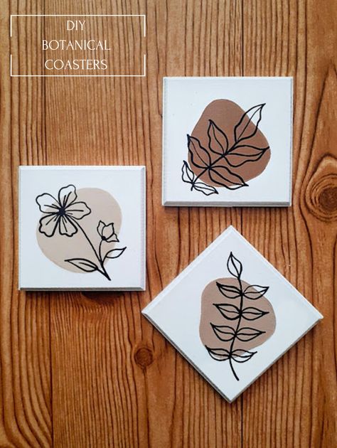 Coaster Wrapping Ideas, Wood Coasters Diy Painted Square, Wooden Coasters Diy Ideas, Costers Diy Paint, Diy Coaster Painting Ideas, Easy Coaster Painting, Coaster Ideas Painted, Coaster Art Ideas, Cute Coaster Painting Ideas