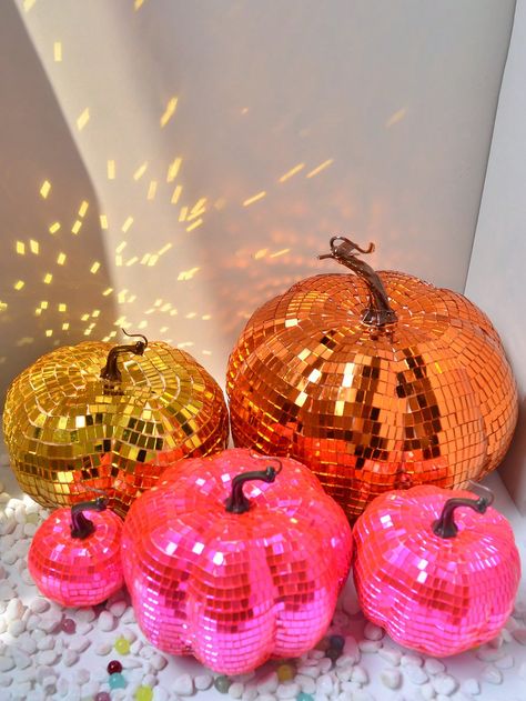 1pc Disco Glass Pumpkin Decorative Ornaments Are Suitable For Holiday Party Wedding Decorations.I discovered amazing products on SHEIN.com, come check them out! Disco Balls Wedding, Disco Pumpkin, Pumpkin Ornaments, Disco Decorations, Pumpkin Contest, Couples Wall Art, Decorative Crafts, Couples Anniversary, Glass Pumpkins