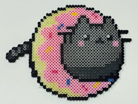 Pusheen in a donut by thewiredslain on DeviantArt Perler Beads Pusheen, Pusheen Cat Pixel Art, Pusheen Perler Beads, Pusheen Pixel Art, Modele Pixel Art, Perler Creations, Melty Bead Patterns, Pearl Beads Pattern, Fuse Bead Patterns