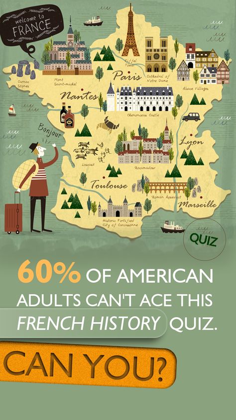 Do you think you can beat most people by getting at least 6/10 on this French History Quiz? Most American adults can't, but maybe you have what it takes! History Quiz, Trivia Quizzes, French History, French Revolution, French Army, General Knowledge, Toulouse, Trivia, Evolution