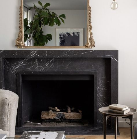 Dark Stone Fireplace, Black Fireplace Mantel, Black Fireplace Surround, Marble Fireplace Mantle, Grey Stone Fireplace, Fabrication Design, Stone Fireplace Surround, Marble Fireplace Mantel, Stone Fireplaces