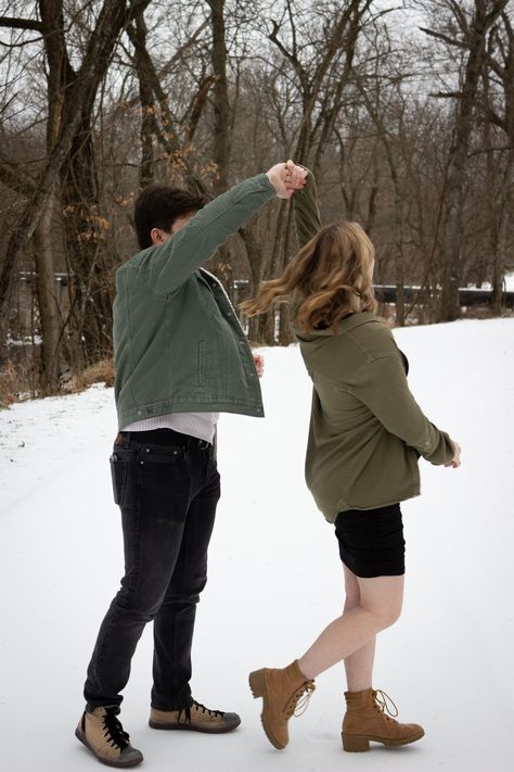 Dancing Reference, Two People Dancing, Dancing In The Snow, Winter Photo Shoot, Dancing Poses, People References, People Dancing, Partner Dance, Winter Photo