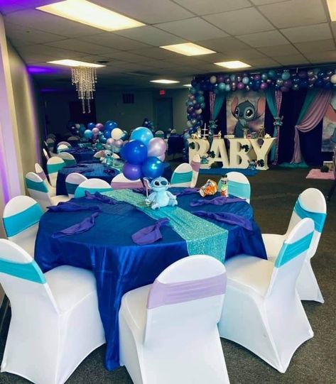 Lilo And Stitch Gender Reveal Ideas, Stitch And Angel Gender Reveal, Stitch Bday, Jordan Baby Shower, Angel Baby Shower, Baby Shower Party Planning, Gender Reveal Baby Shower Themes, Baby Shower Sweets, Idee Babyshower