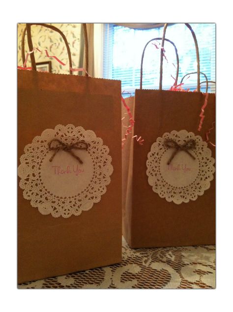 Paper Bag Wrapping, Twine Bow, Paper Doilies, 10th Birthday Parties, Brown Paper Bag, Cut Paper, 10th Birthday, Party Bags, Paper Bags