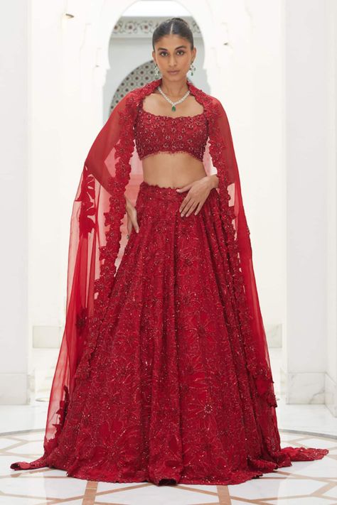 Red On Red Lehenga, Red Silver Lehenga, Cherry Red Lehenga, Red Sequin Lehenga, Red Color Lehenga, Red Wedding Lehenga, Bridal Era, Red Bridal Lehenga, Flared Lehenga