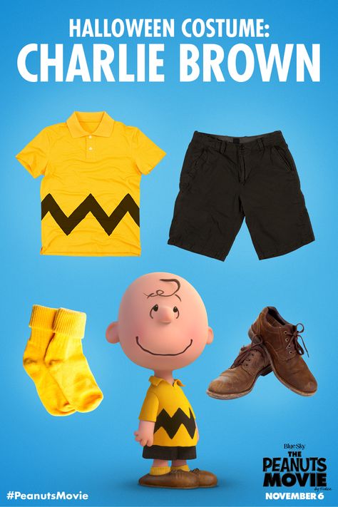 The underdog costume with the most heart! Who’s dressing as Charlie Brown this year? The Peanuts Halloween Costumes, Charlie Brown Christmas Costume Ideas, The Great Pumpkin Charlie Brown Costumes, Charlie Brown Diy Costume, Charlie Brown Christmas Costume, Charlie Brown Kids Costume, Joe Cool Snoopy Costume, Charlie Brown Family Costume, Charlie Brown Outfit