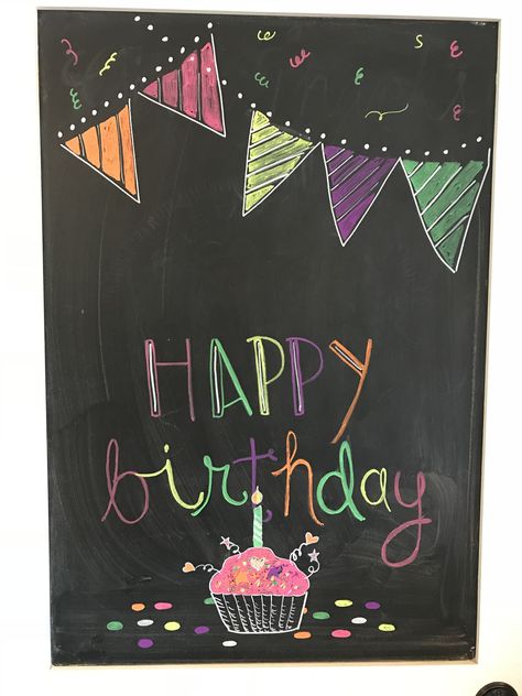 Minecraft Chalkboard Art, Birthday Chalkboard Ideas, Happy Birthday Chalkboard Art, Happy Birthday Chalkboard, Birthday Chalkboard Art, Acknowledgments For Project, Birthday Chart Classroom, Blackboard Art, Birthday Wishes Greetings