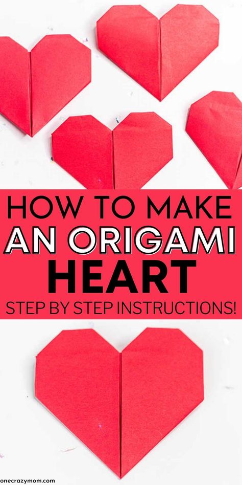 How to make an Origami Heart - simple diy origami heart Simple Heart Crafts For Kids, Easy Origami Heart Tutorial, Simple Origami Heart, How To Make A Origami Heart, How To Make An Origami Heart, How To Make Origami Hearts, How To Make A Heart Out Of Paper, Easy Origami For Kids Step By Step, Heart Origami Easy